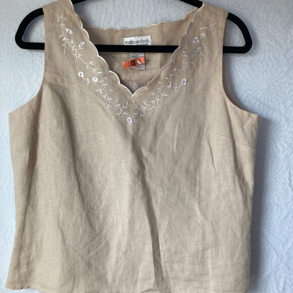 Real Comfort by CHADWICK'S 2-pc Set Sleeveless Top & Pants Embroidered size 10P - Picture 2 of 16